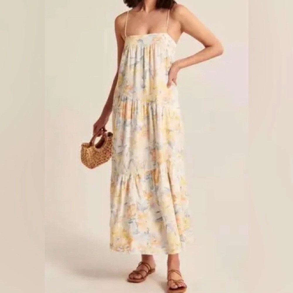 Abercrombie & Fitch Cream and Yellow Floral Maxi Dress